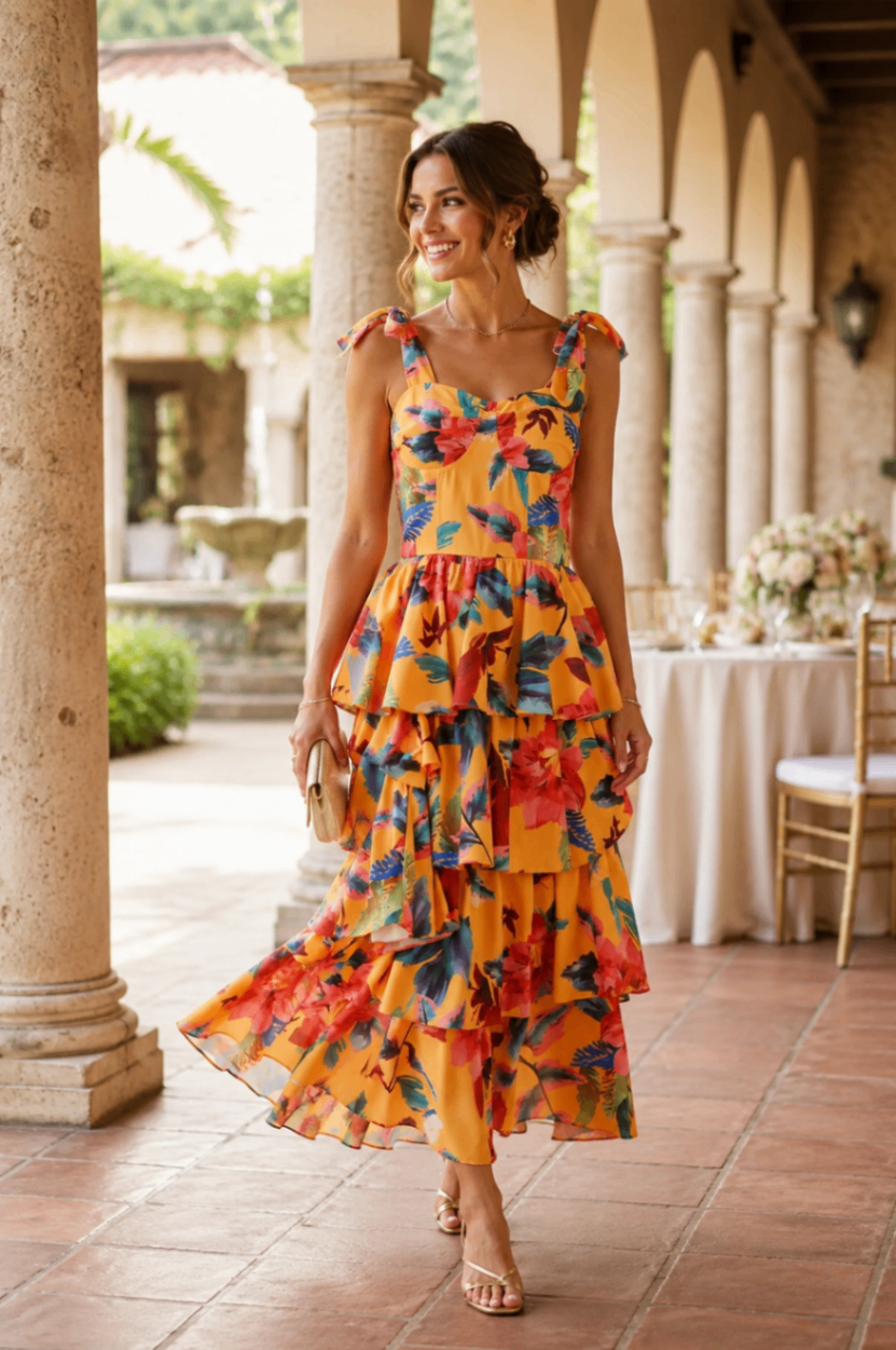 Beulah Style Annie Tiered Floral Smocked Back Dress
