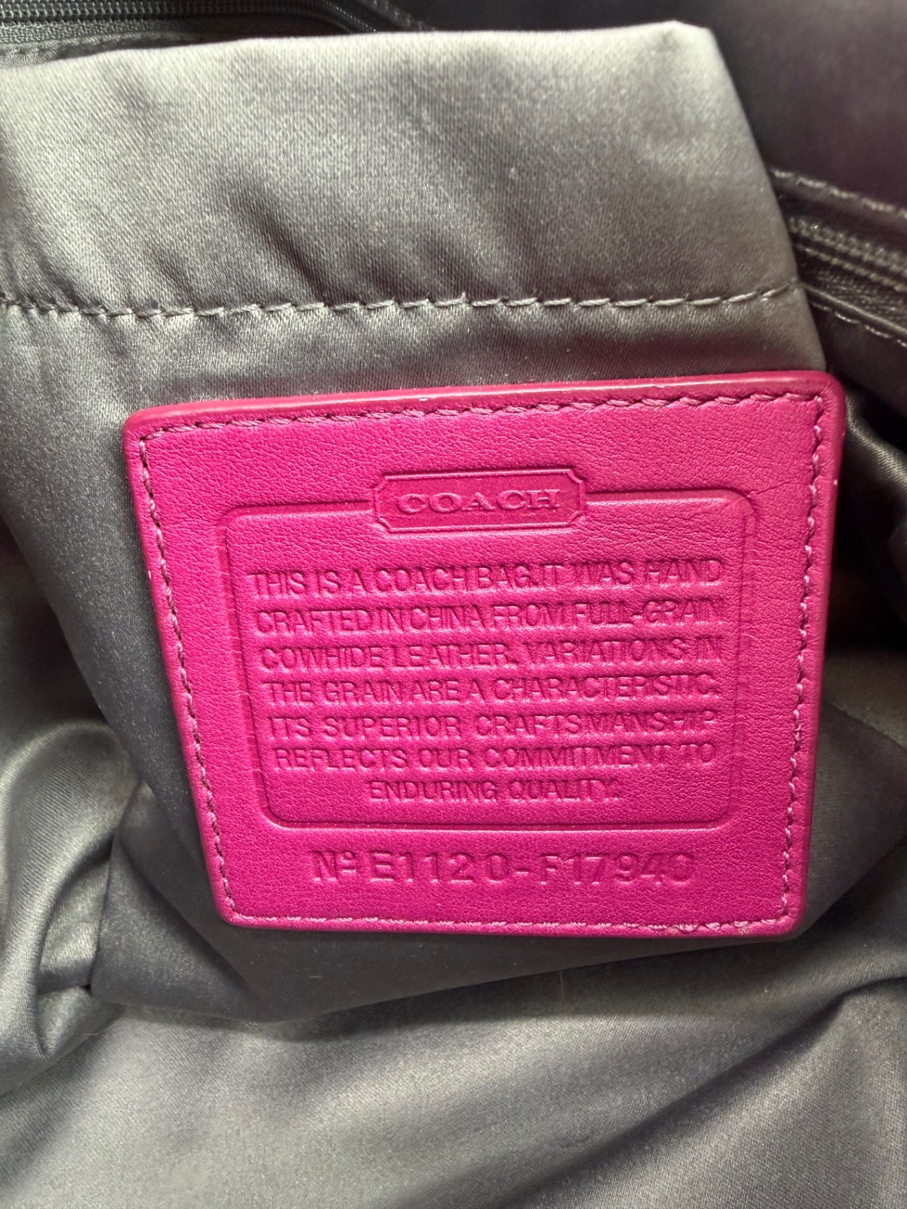 Coach Magenta Patent Leather Diaper Bag