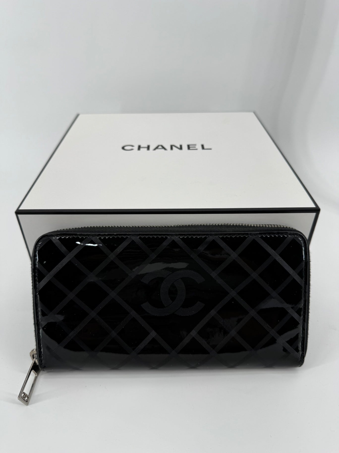 Chanel Patent Zip Around Wallet