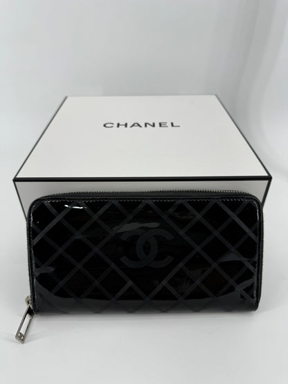 Chanel Patent Zip Around Wallet