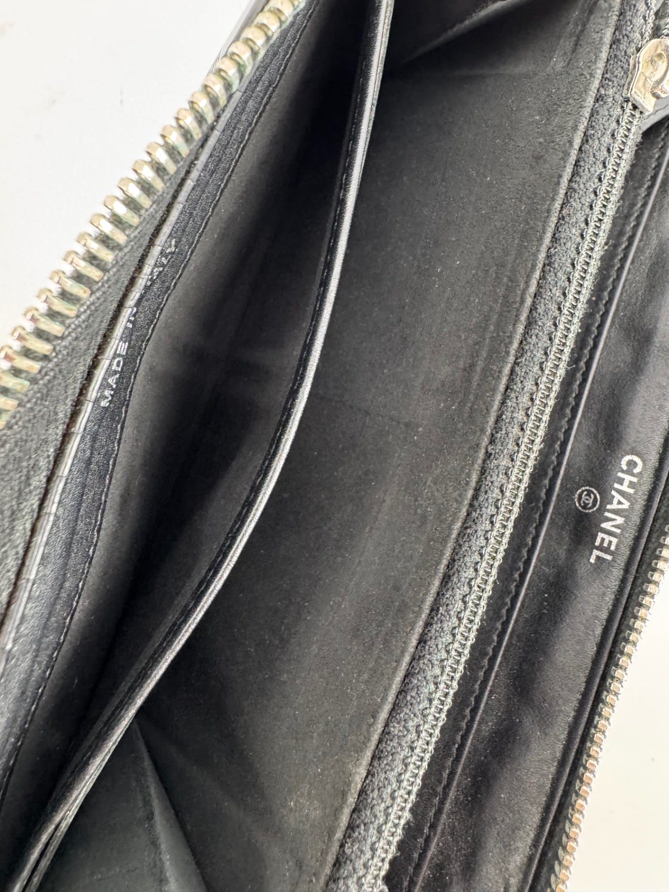 Chanel Patent Zip Around Wallet