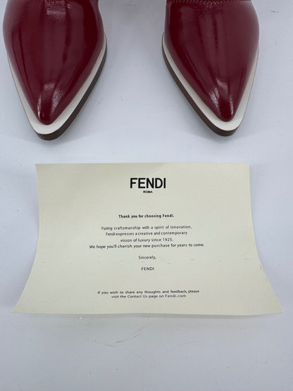 Fendi Red Patent Sock Boots