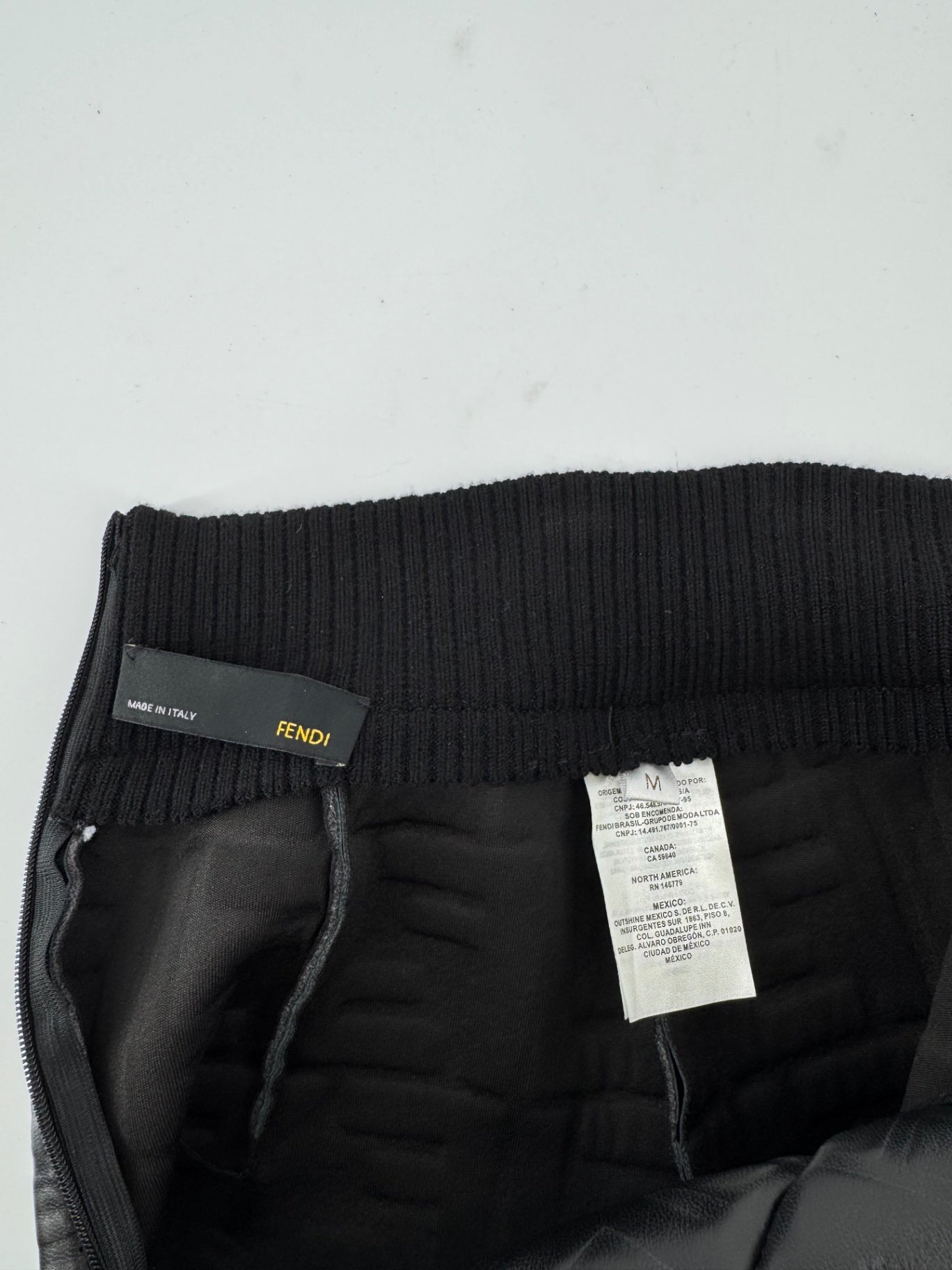 Fendi Black Embossed FF (Zucca) Leather Skirt Tea Length Pencil - Black