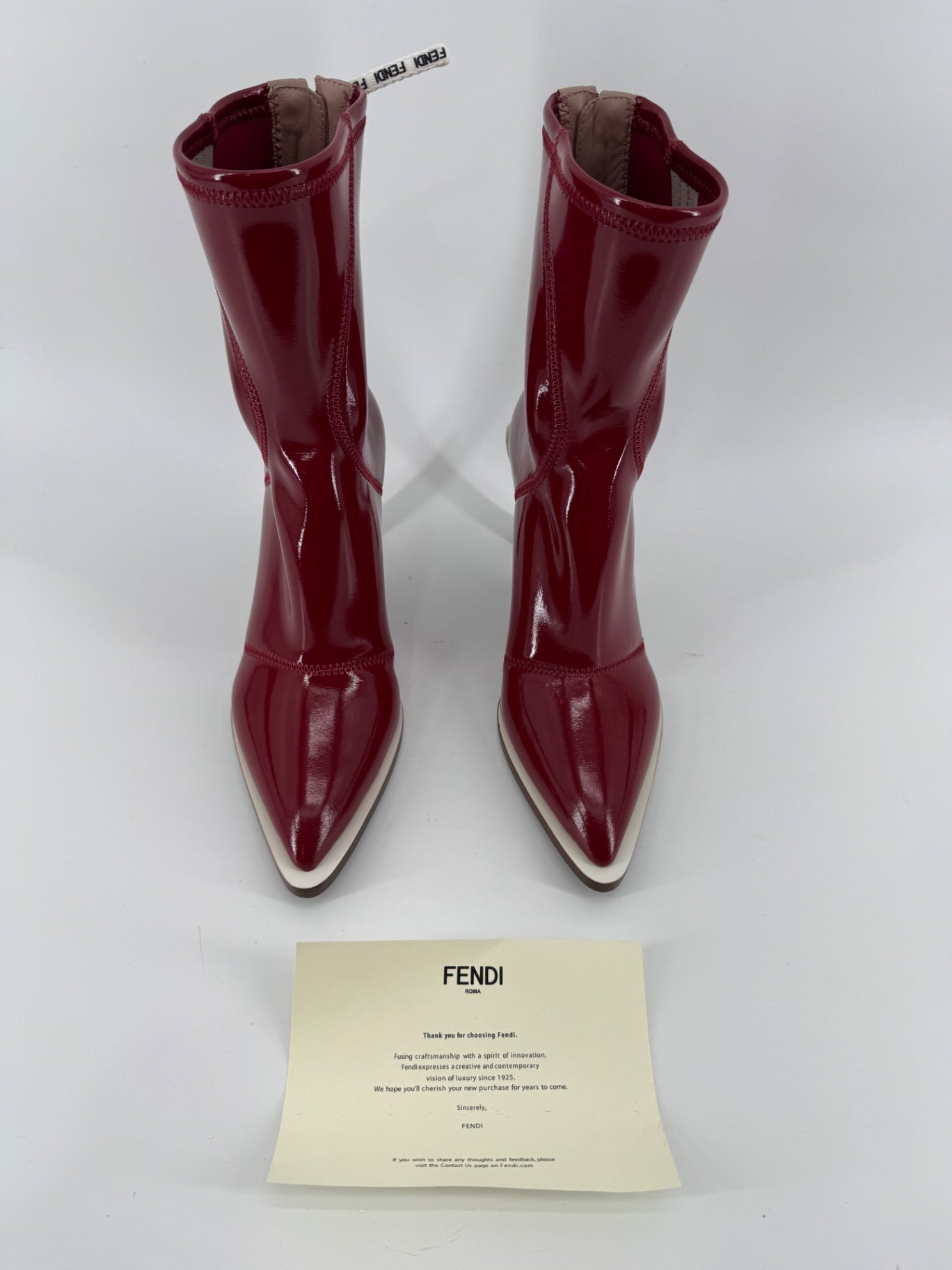 Fendi Red Patent Sock Boots