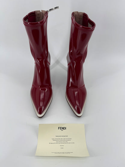 Fendi Red Patent Sock Boots
