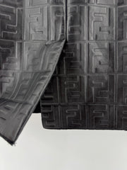 Fendi Black Embossed FF (Zucca) Leather Skirt Tea Length Pencil - Black