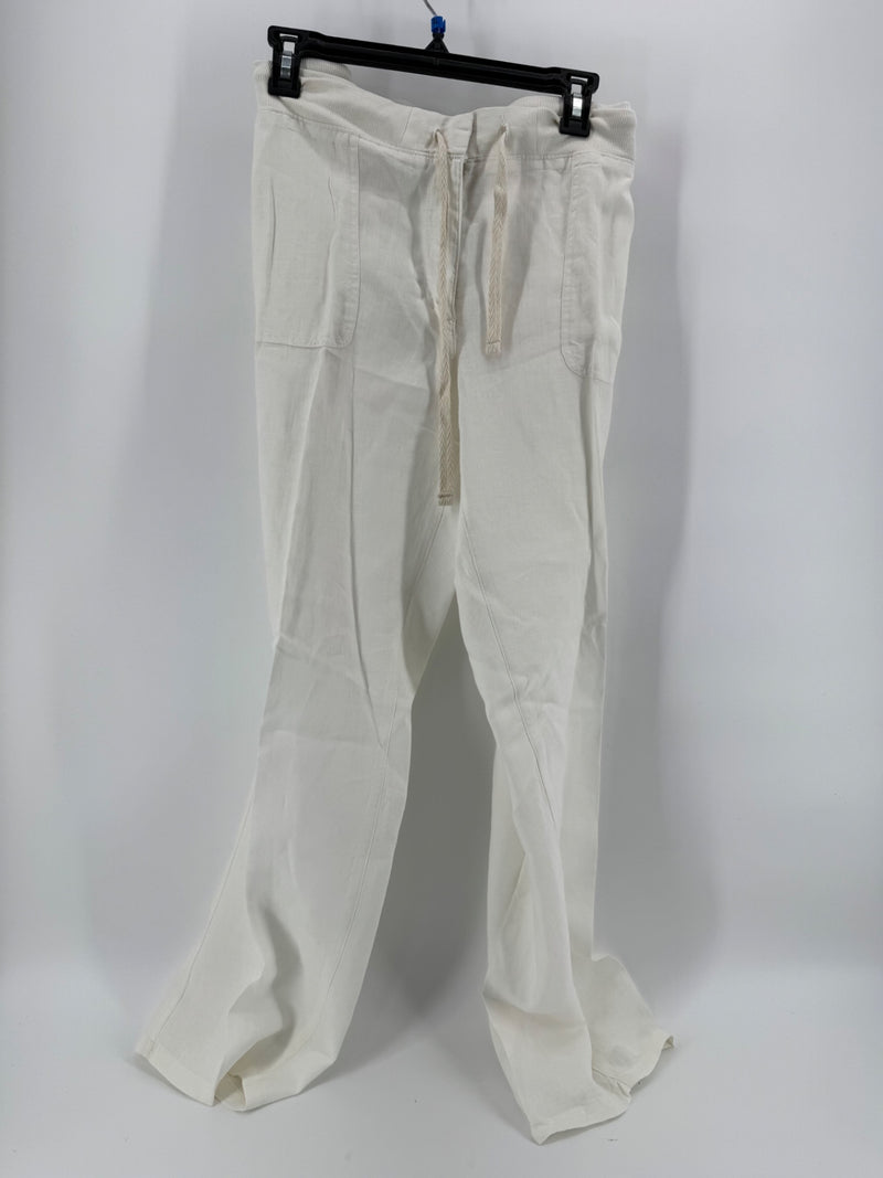 Lou & Grey White Linen Pants