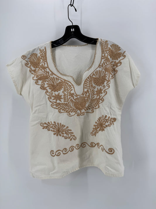 Unbranded Cream Embroidered Top