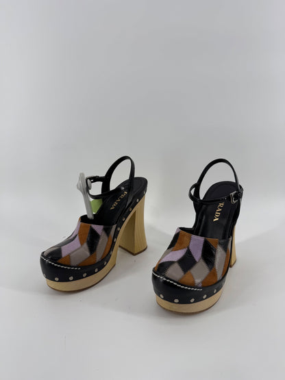 Prada Patchwork Platform Heels