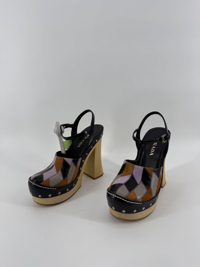 Prada Patchwork Platform Heels