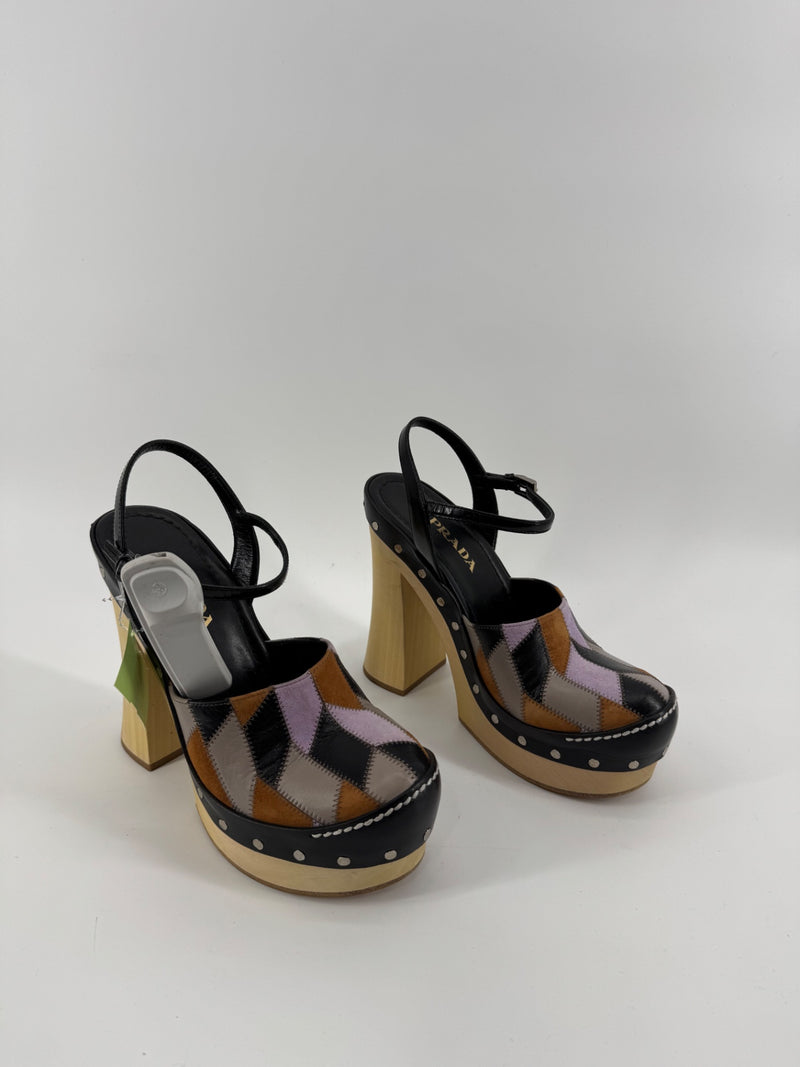 Prada Patchwork Platform Heels