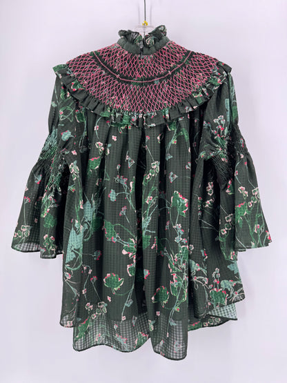 Tuckernuck Green Layered Floral Top