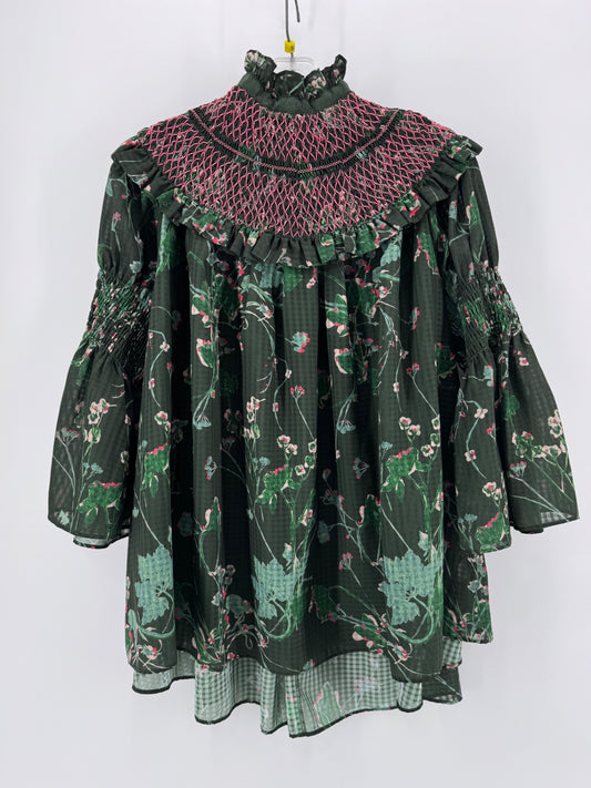 Tuckernuck Green Layered Floral Top