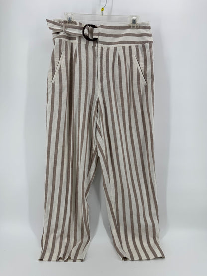 Anthropologie Beige/Brown Striped Pants