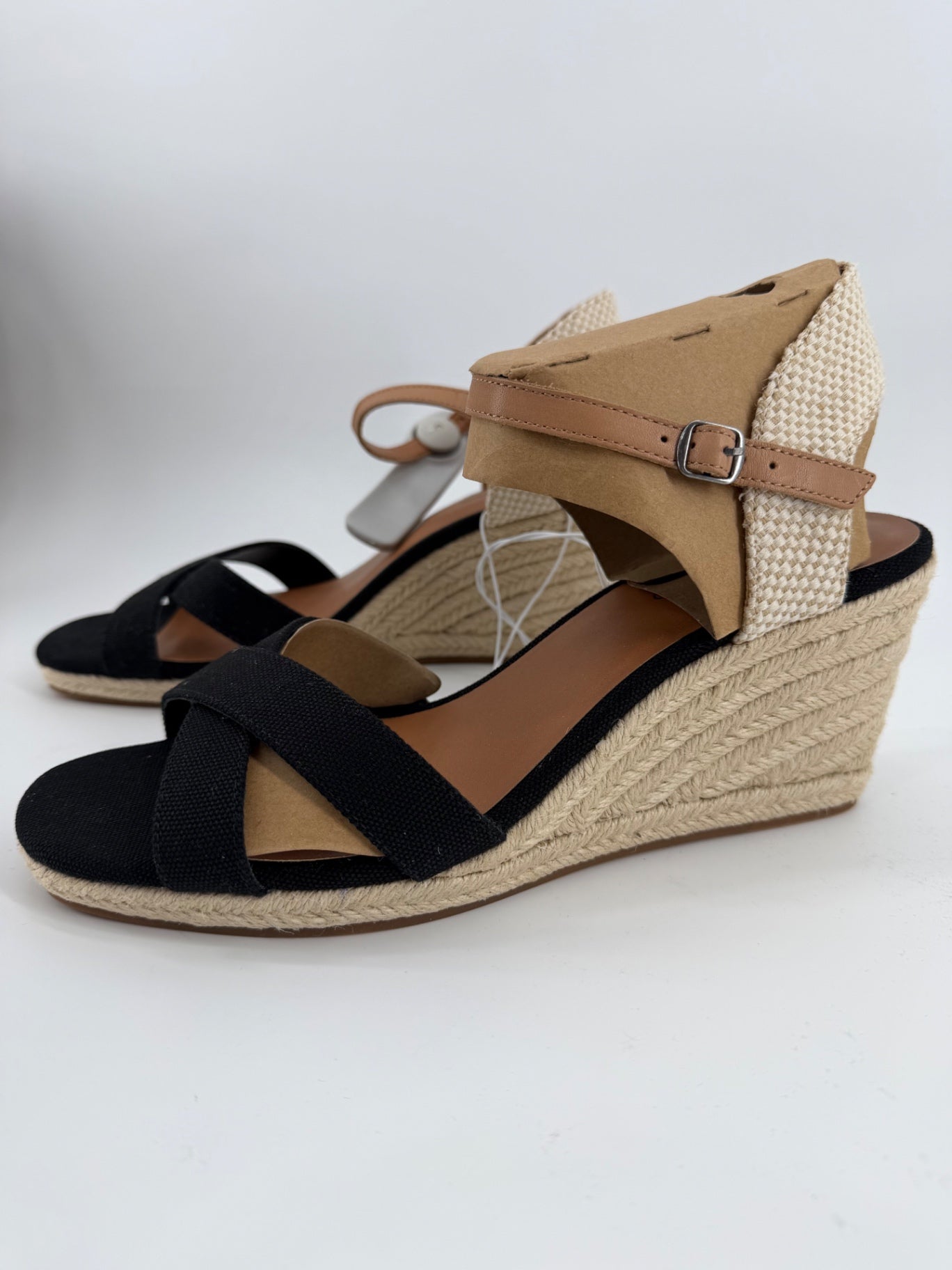 Lucky Brand Ladies Maeylee Espadrille Wedge Black Size 10 New in Box