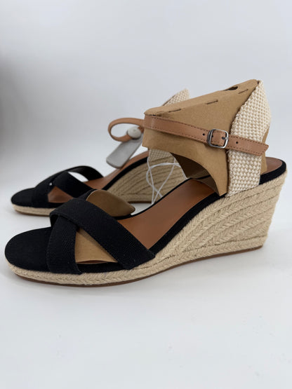Lucky Brand Ladies Maeylee Espadrille Wedge Black Size 10 New in Box