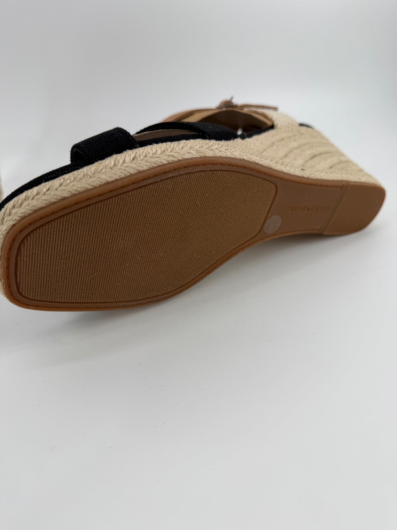 Lucky Brand Ladies Maeylee Espadrille Wedge Black Size 10 New in Box