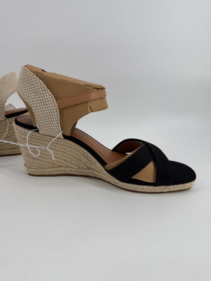 Lucky Brand Ladies Maeylee Espadrille Wedge Black Size 10 New in Box