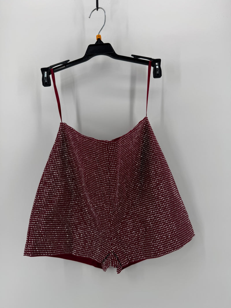 Cloud Ten Burgundy Rhinestone Shorts