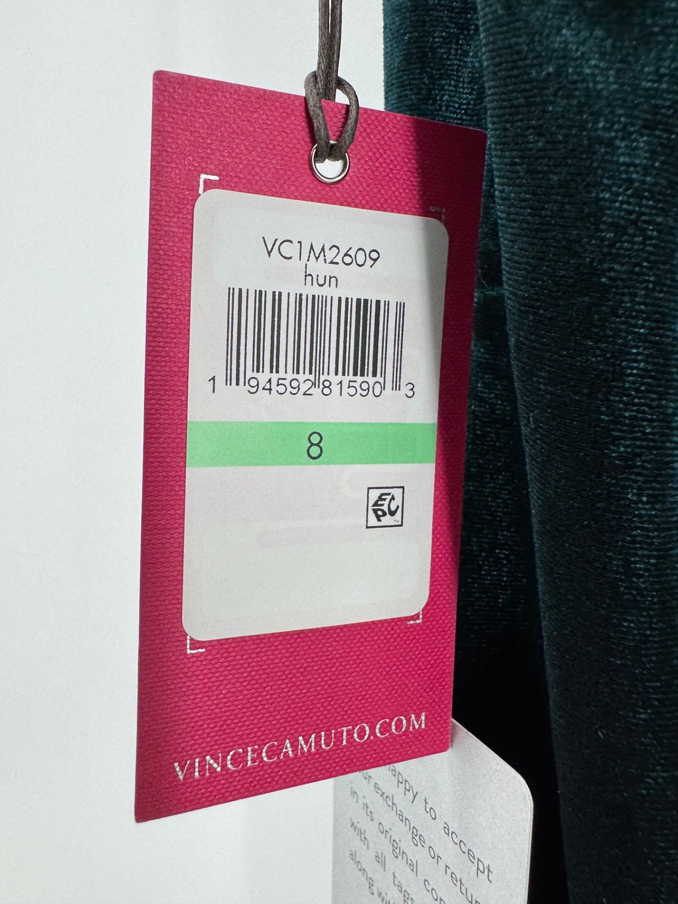 Vince Camuto Dark Green Velvet Dress