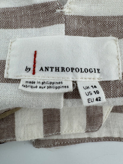 Anthropologie Beige/Brown Striped Pants