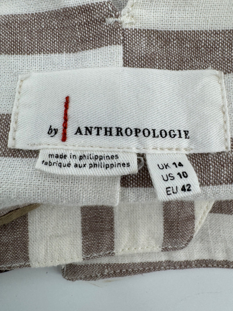 Anthropologie Beige/Brown Striped Pants