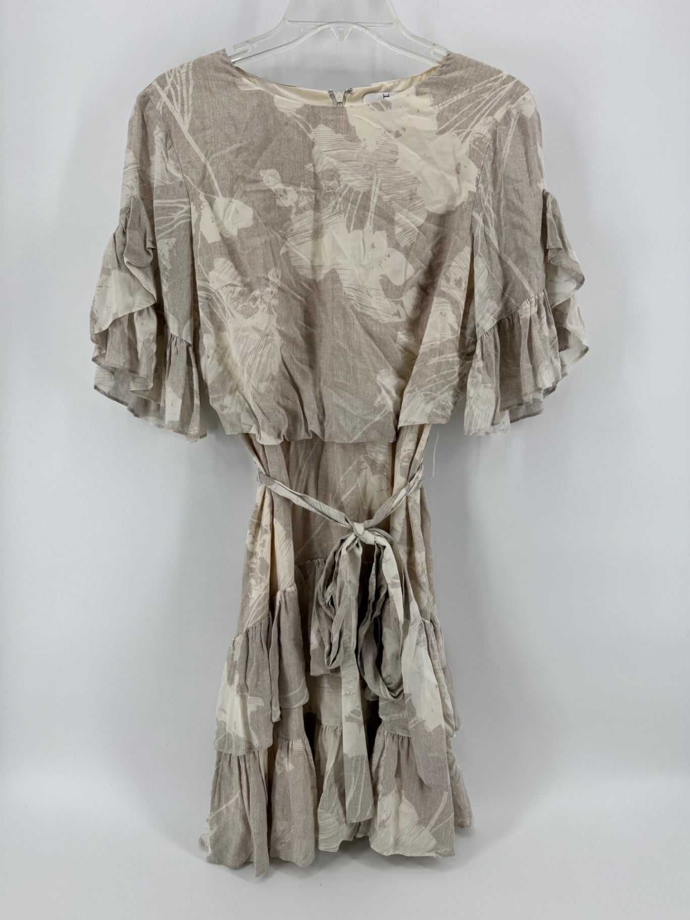 Halston Cream Layered Dress with Belt