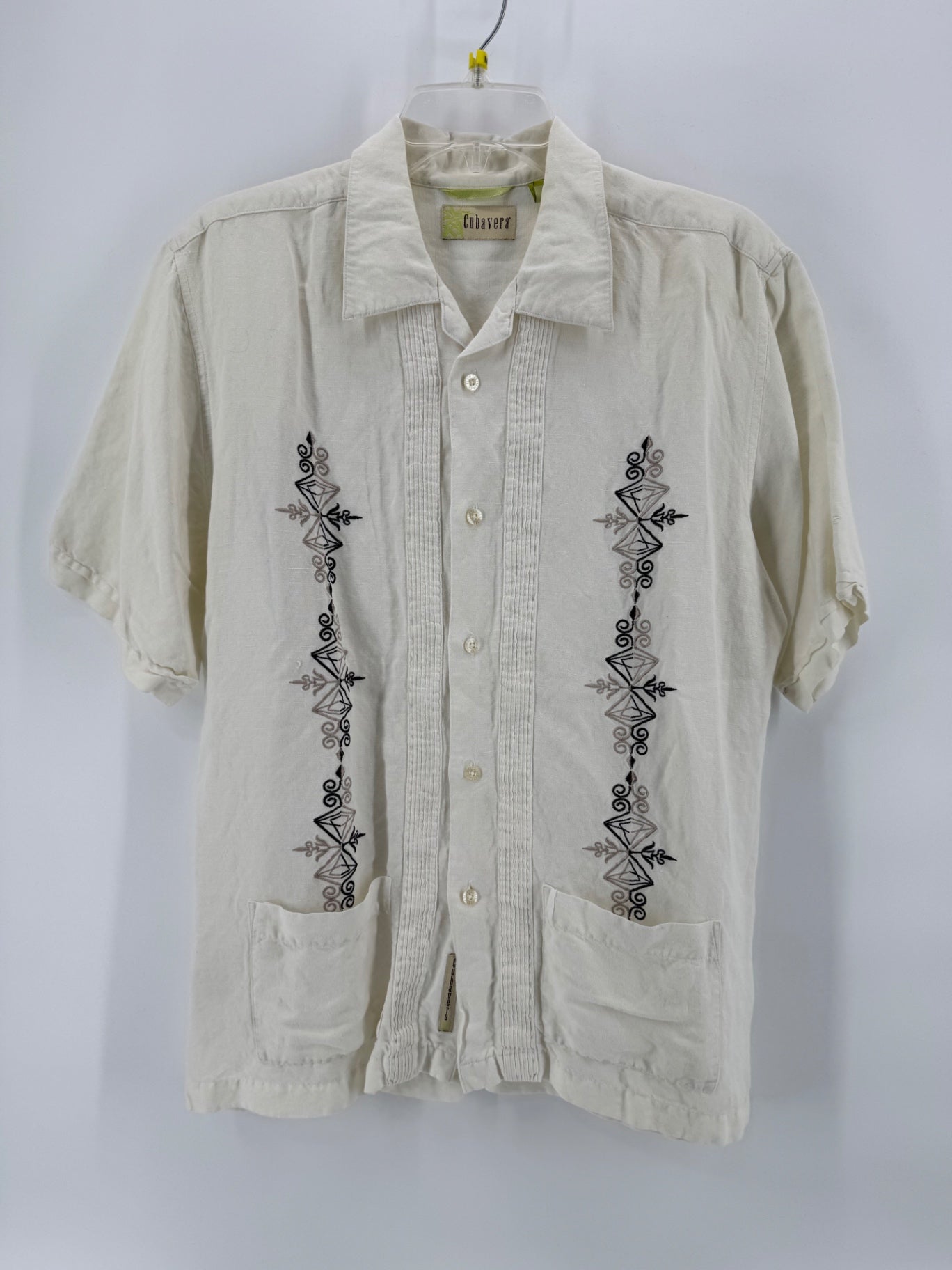 Cubavera White Embroidered Button Up