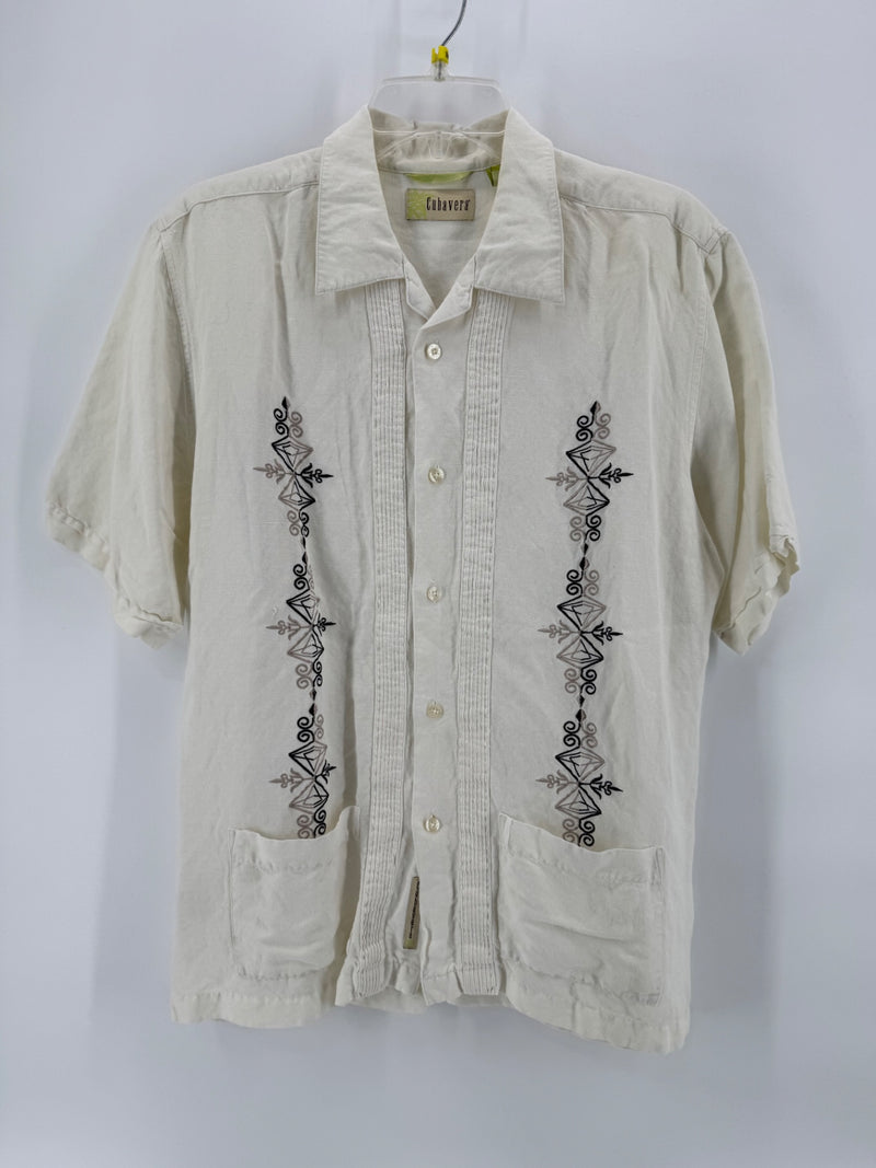 Cubavera White Embroidered Button Up