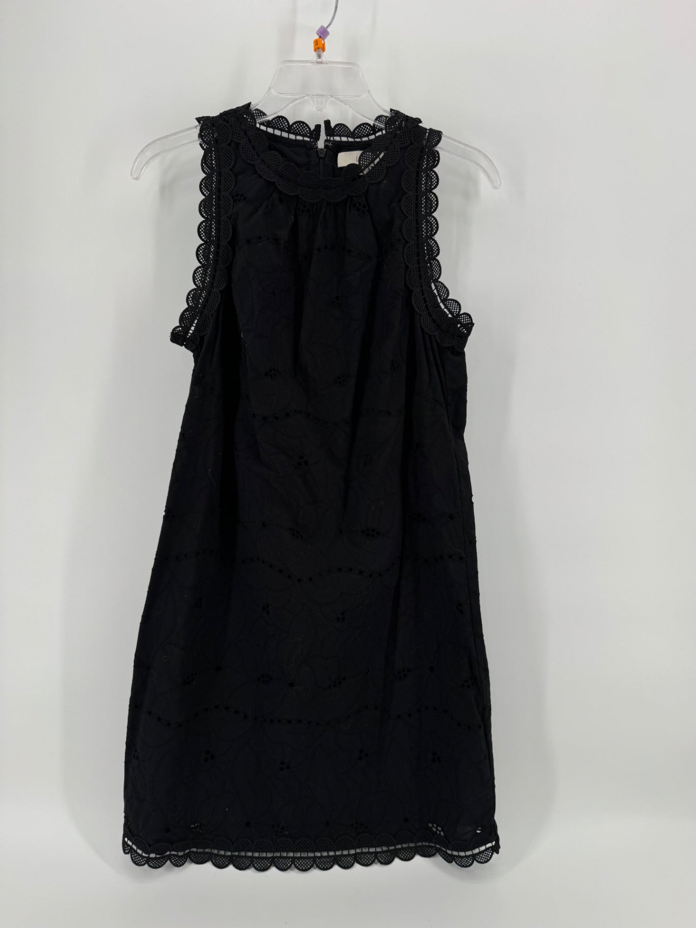 LOFT Black Sleeveless Eyelet Dress