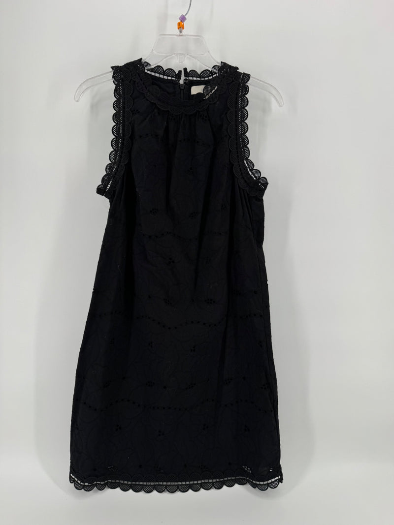 LOFT Black Sleeveless Eyelet Dress