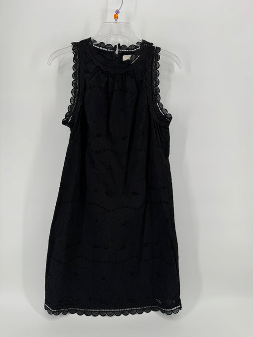 LOFT Black Sleeveless Eyelet Dress