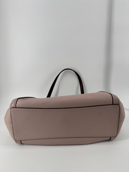 Coach Mauve/Taupe Pebbled Leather Shoulder Bag + Matching Wristlet Set