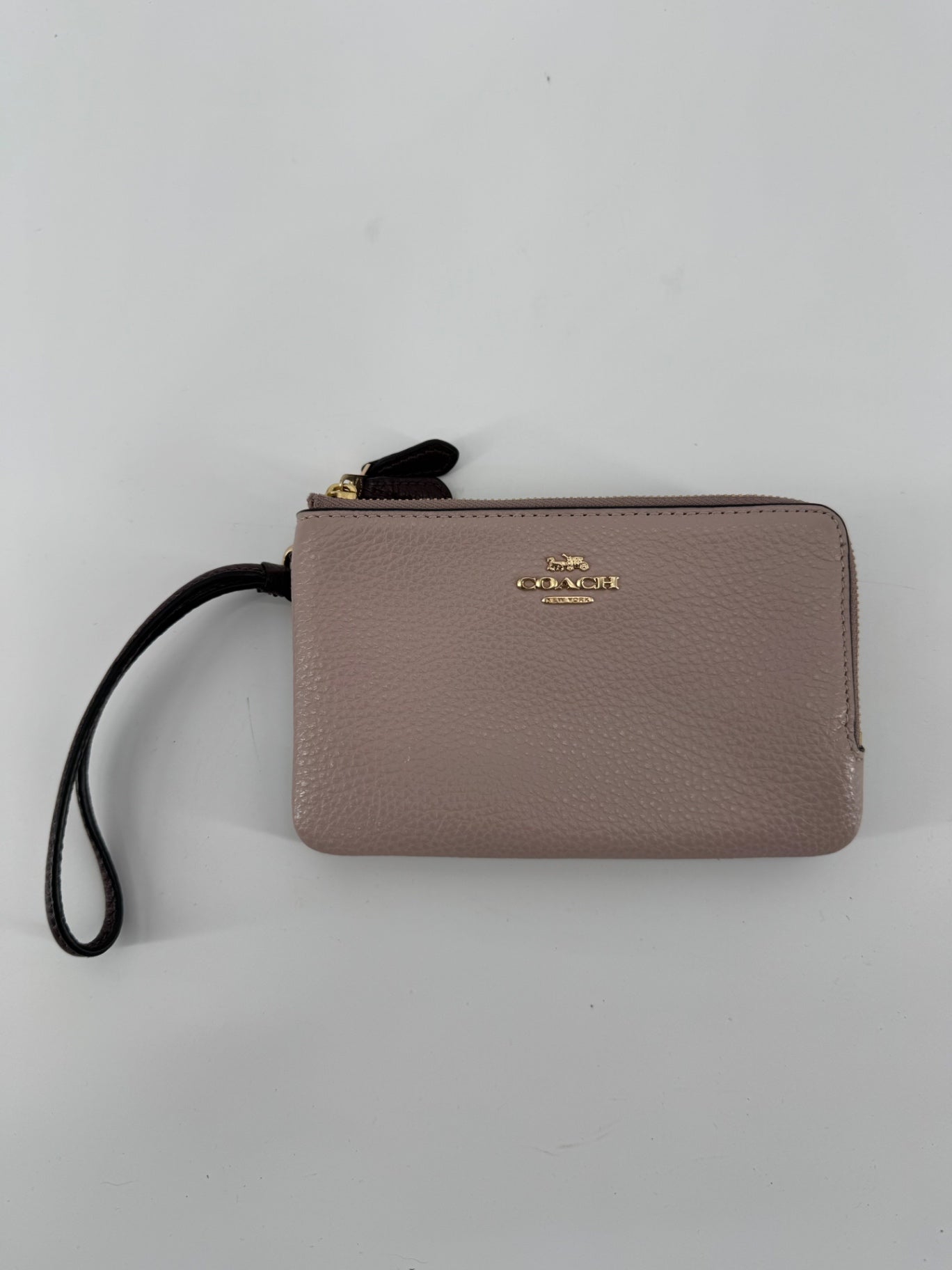 Coach Mauve/Taupe Pebbled Leather Shoulder Bag + Matching Wristlet Set