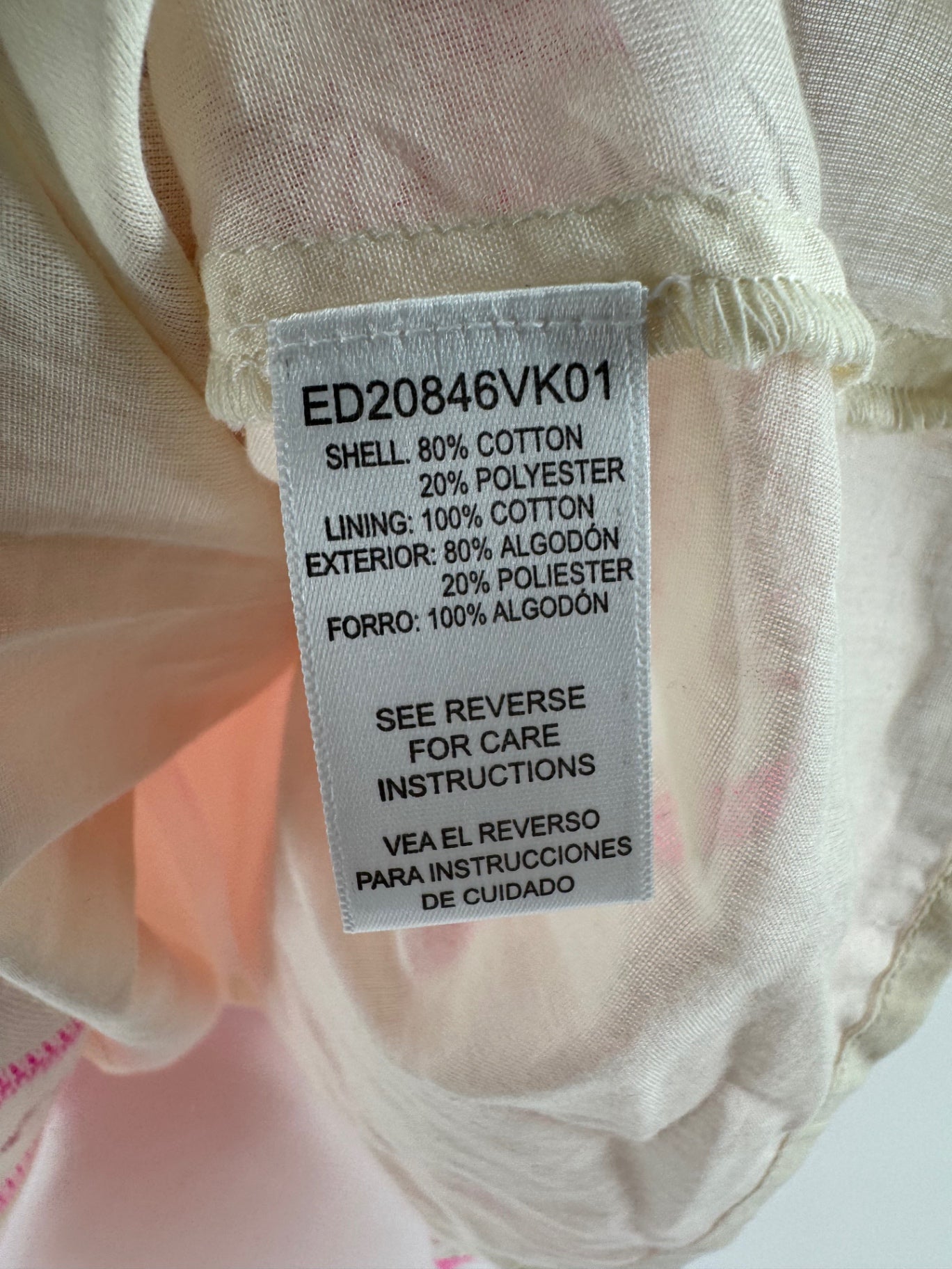 En Crème Tan/Pink Linen Dress