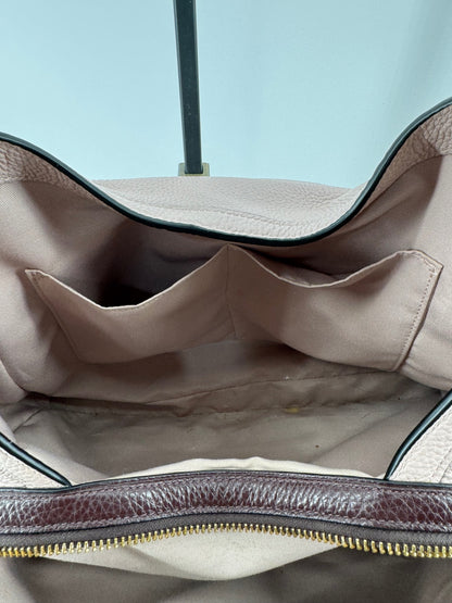 Coach Mauve/Taupe Pebbled Leather Shoulder Bag + Matching Wristlet Set