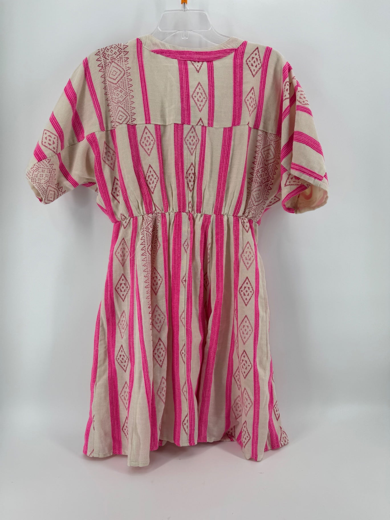 En Crème Tan/Pink Linen Dress