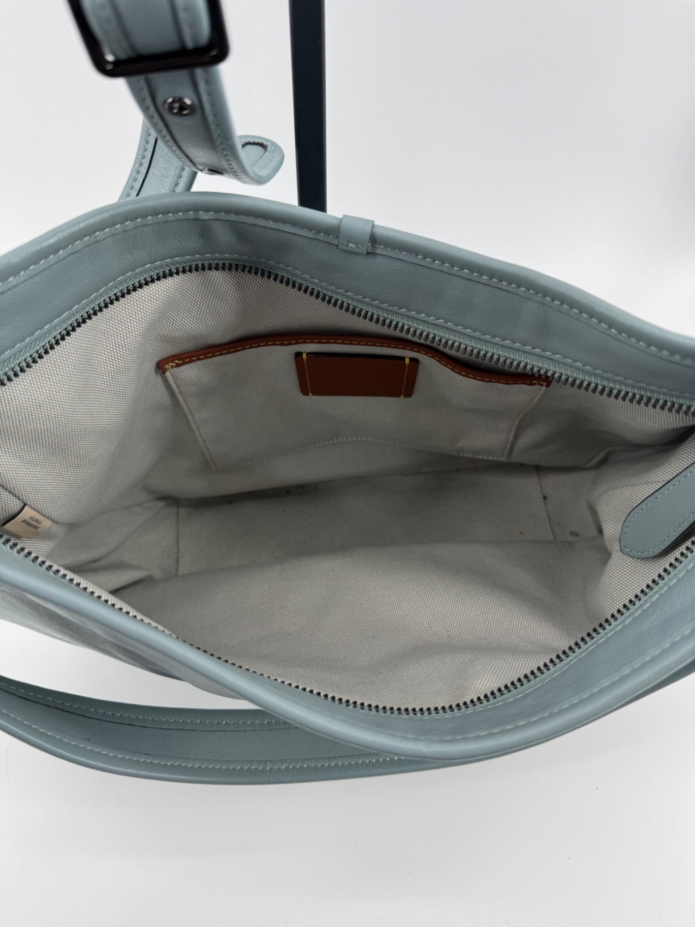 Coach Blue-Gray Leather Shoulder/Crossbody Bag + Matching Wallet Set