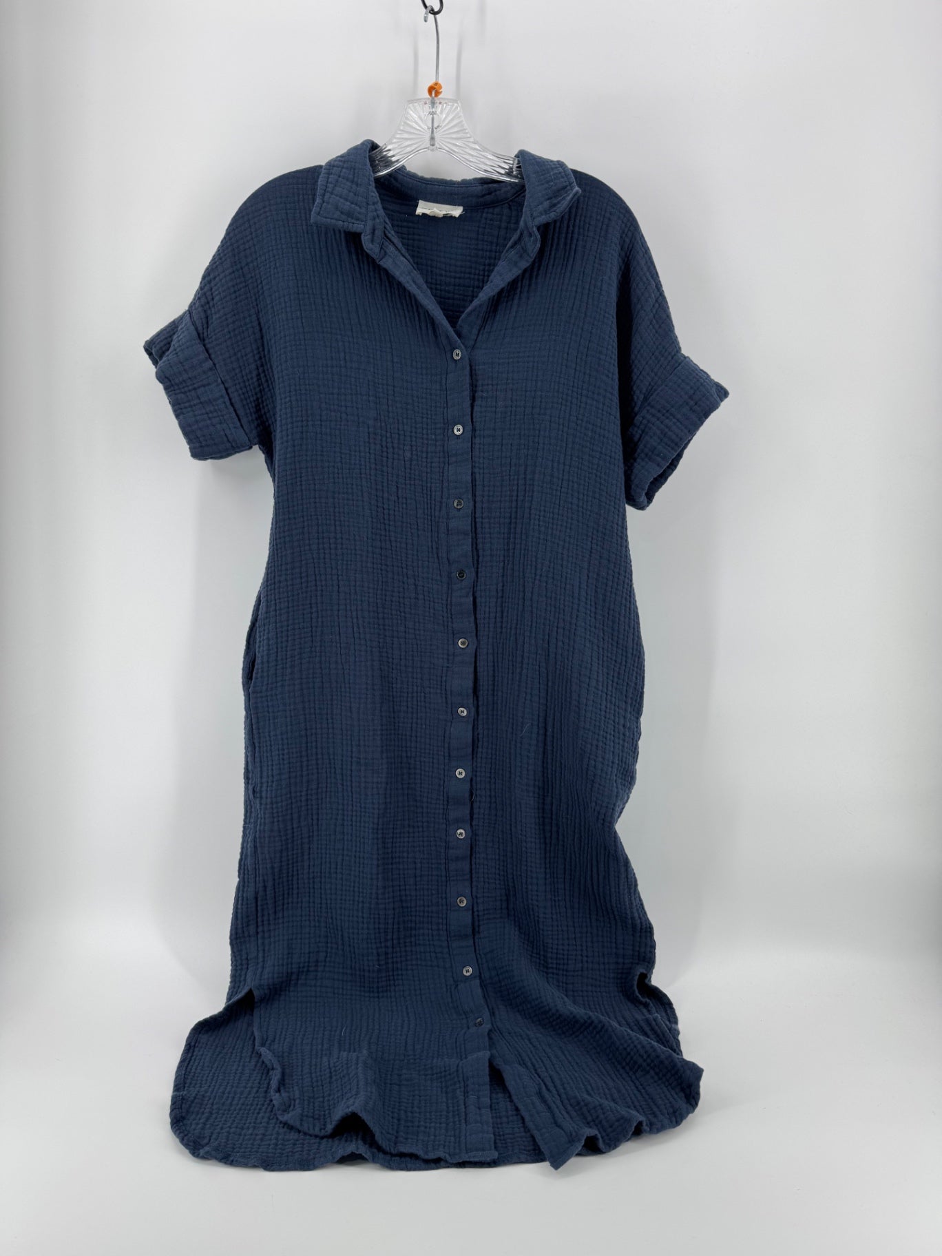 Before You Navy Button Up Dress