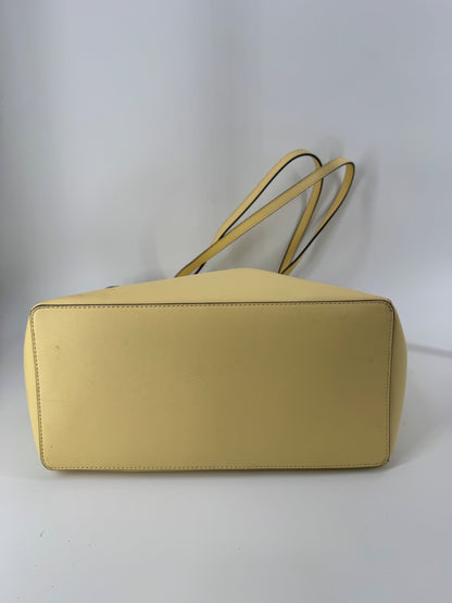 Kate Spade Yellow Saffiano Leather Tote w/ Flower Charm