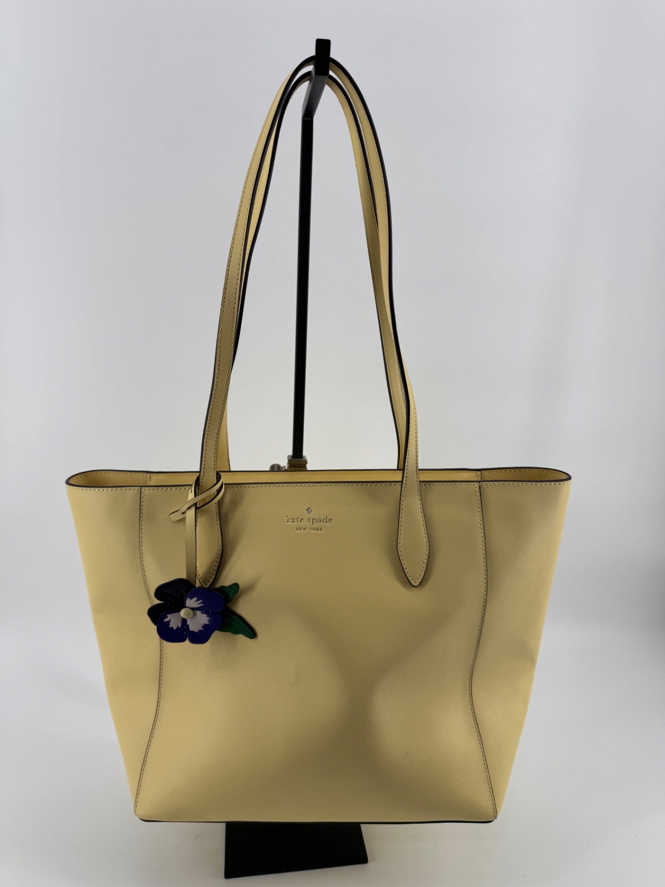 Kate Spade Yellow Saffiano Leather Tote w/ Flower Charm