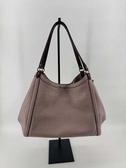 Coach Mauve/Taupe Pebbled Leather Shoulder Bag + Matching Wristlet Set