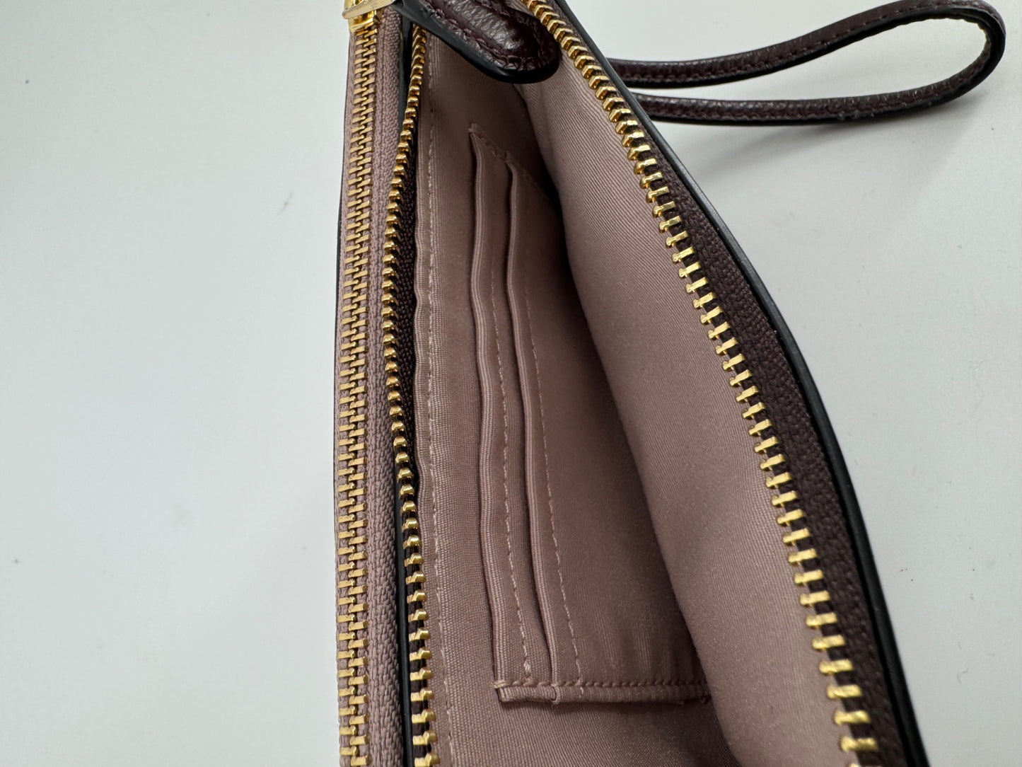 Coach Mauve/Taupe Pebbled Leather Shoulder Bag + Matching Wristlet Set