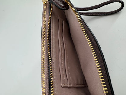 Coach Mauve/Taupe Pebbled Leather Shoulder Bag + Matching Wristlet Set