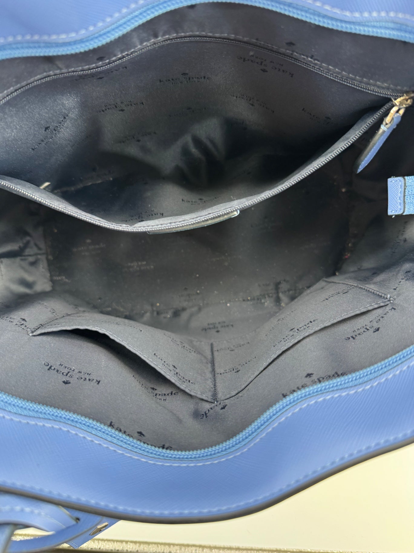 Kate Spade Blue Saffiano Leather Tote + Matching Zip-Around Wallet Set