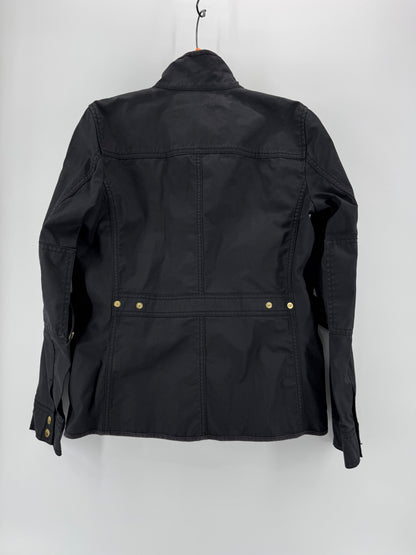 J.Crew Black Button Up/Zip Raincoat