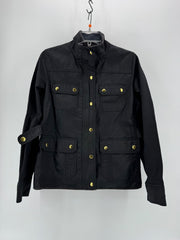 J.Crew Black Button Up/Zip Raincoat