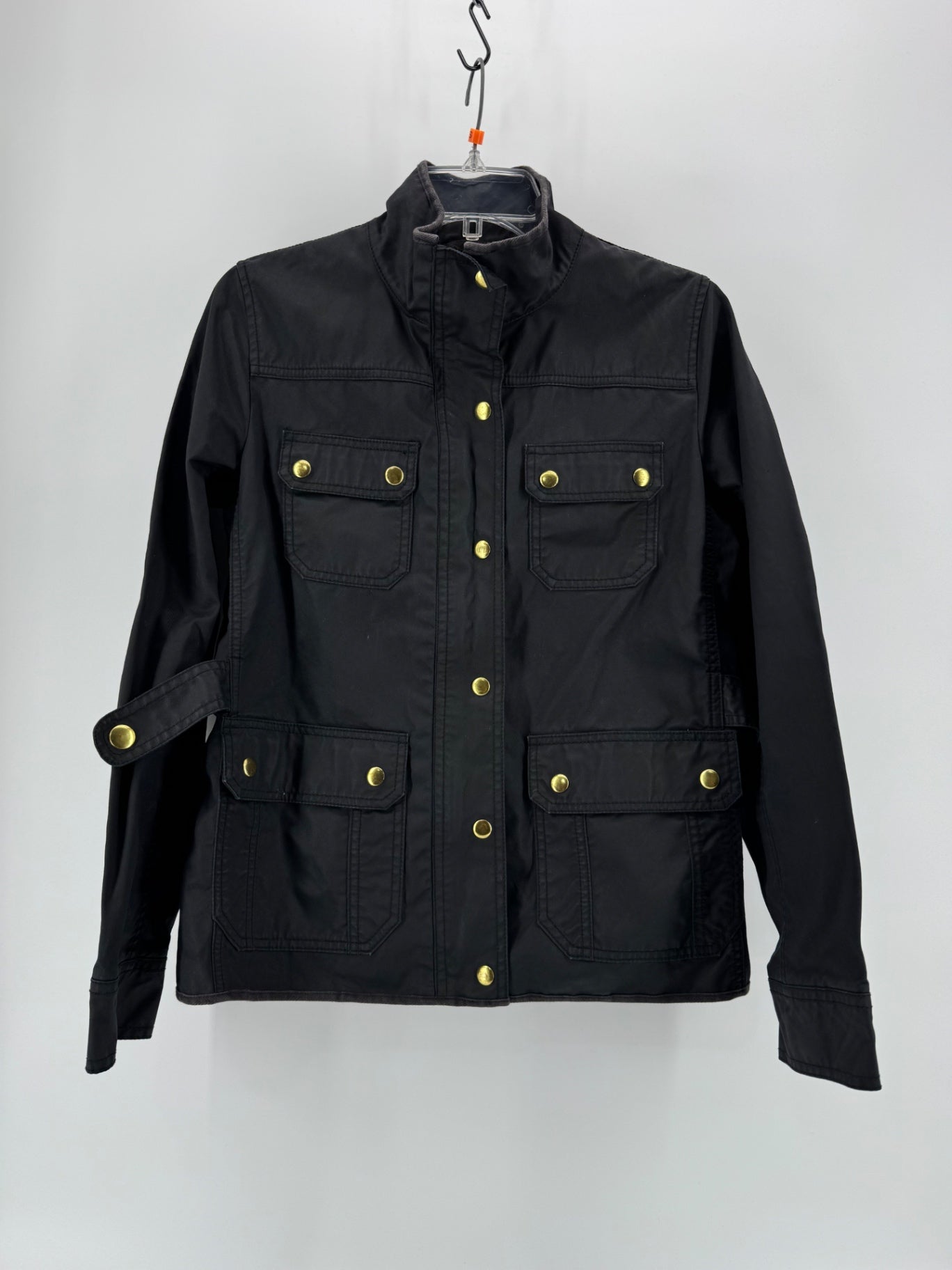 J.Crew Black Button Up/Zip Raincoat