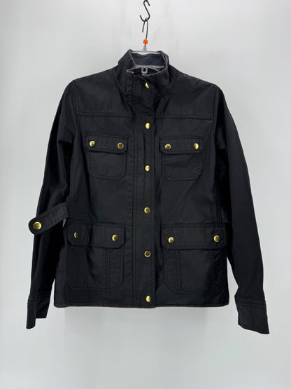 J.Crew Black Button Up/Zip Raincoat