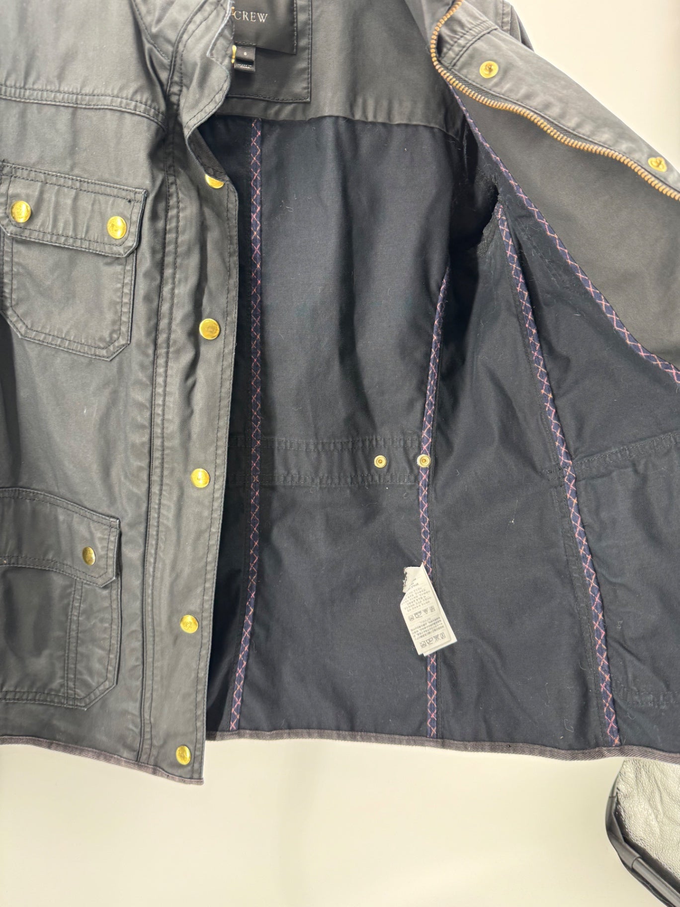 J.Crew Black Button Up/Zip Raincoat